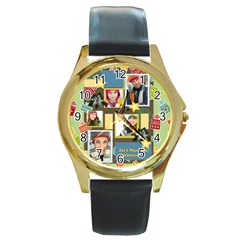 merry christmas - Round Gold Metal Watch