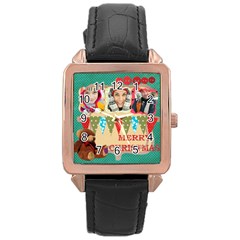 merry christmas - Rose Gold Leather Watch 