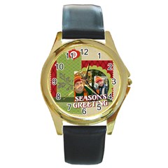 merry christmas - Round Gold Metal Watch