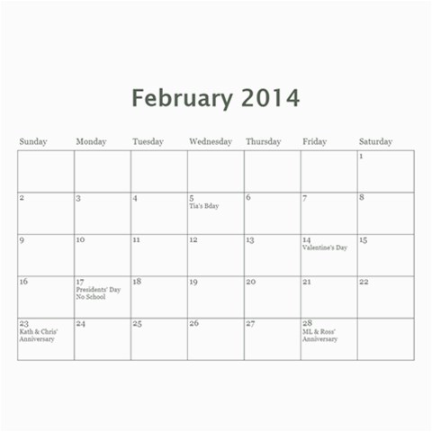 Calendar 2014 By Kathleen Apr 2014