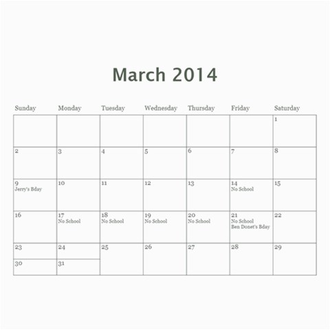 Calendar 2014 By Kathleen Jun 2014
