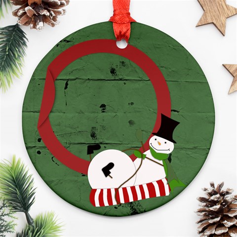 Sliding Snowman 2 Sides Ornament By Zornitza Front