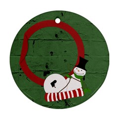 Sliding snowman 2 sides ornament - Round Ornament (Two Sides)