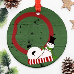 Sliding snowman 2 sides ornament - Round Ornament (Two Sides)