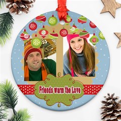 merry christmas - Round Ornament (Two Sides)