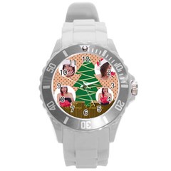 merry christmas - Round Plastic Sport Watch (L)