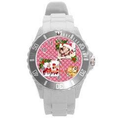 merry christmas - Round Plastic Sport Watch (L)