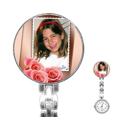 Pink rose Stainless Steel Nurses Watch