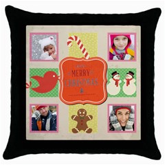 merry christmas - Throw Pillow Case (Black)