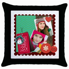 merry christmas - Throw Pillow Case (Black)