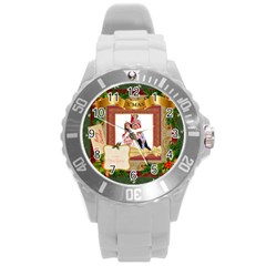 merry christmas - Round Plastic Sport Watch (L)