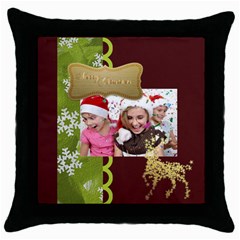 merry christmas - Throw Pillow Case (Black) merry christmas - Throw Pillow Case (Black)