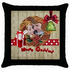 merry christmas - Throw Pillow Case (Black)