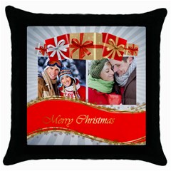 merry christmas - Throw Pillow Case (Black)