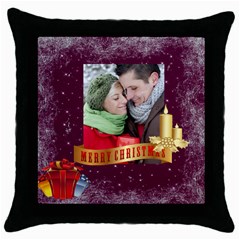 merry christmas - Throw Pillow Case (Black)