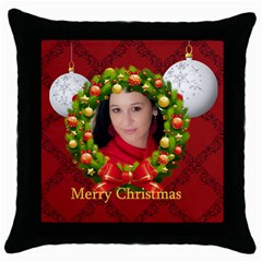 merry christmas - Throw Pillow Case (Black)