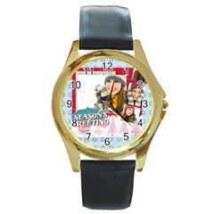 merry christmas - Round Gold Metal Watch