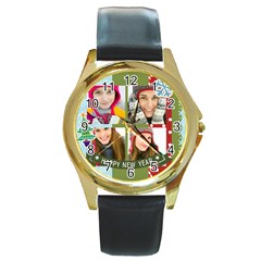 merry christmas - Round Gold Metal Watch