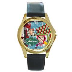 merry christmas - Round Gold Metal Watch