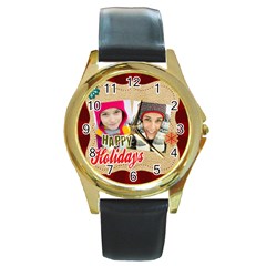 merry christmas - Round Gold Metal Watch