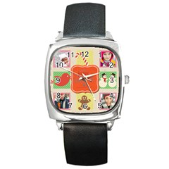 merry christmas - Square Metal Watch