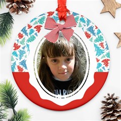 Christmas Chevron-Tree Round ornament (2 sides) - Round Ornament (Two Sides)