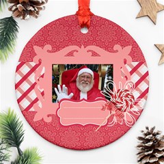 Candy Cane-santa Round Ornament (2 Sides)