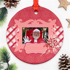 Candy Cane-Santa Round Ornament (2 sides) - Round Ornament (Two Sides)