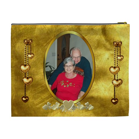 Golden Love Xl Cosmetic Bag By Joy Johns Back