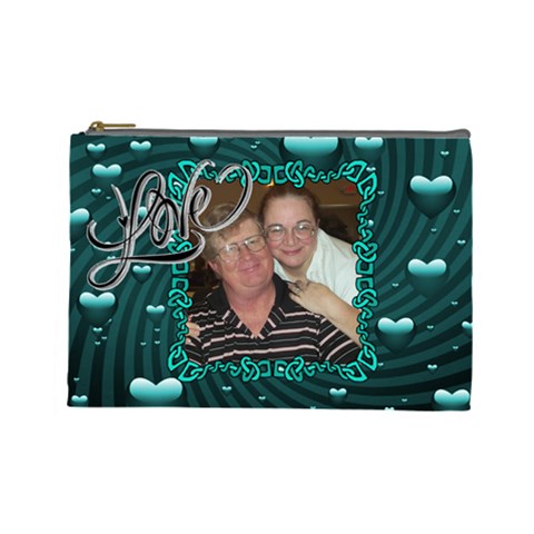 Aqua Love Large Cosmetic Bag By Joy Johns Front