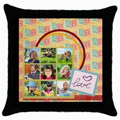 kids - Throw Pillow Case (Black)