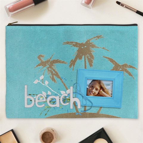 Beach Vacation Xxxl Cosmetic Bag By Mikki Front