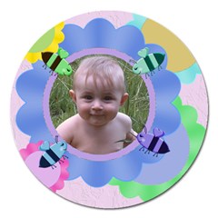 Flowers and Bees Round 5 inch Magnet - Magnet 5  (Round)