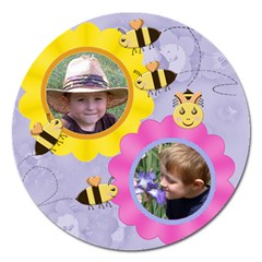 Flowers and Bees Round 5 inch Magnet - Magnet 5  (Round)