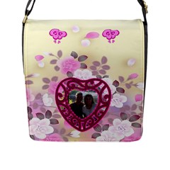 Love Flower Flap Closure Messenger Bag #5 - Flap Closure Messenger Bag (L)