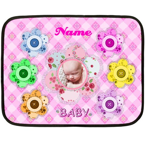 Button Flower Mini Blanket, 2 Sides By Joy Johns 35 x27  Blanket Front