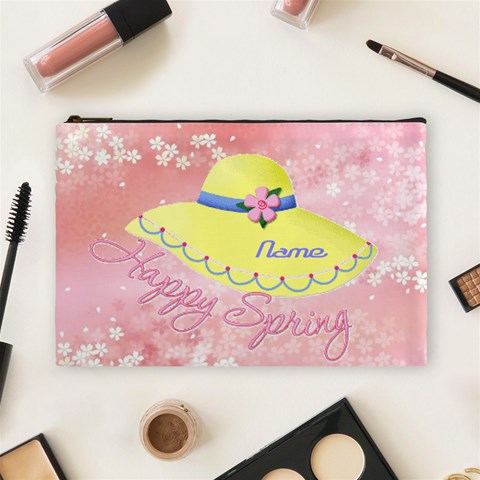 Happy Spring Large Cosmetic Bag By Joy Johns Front