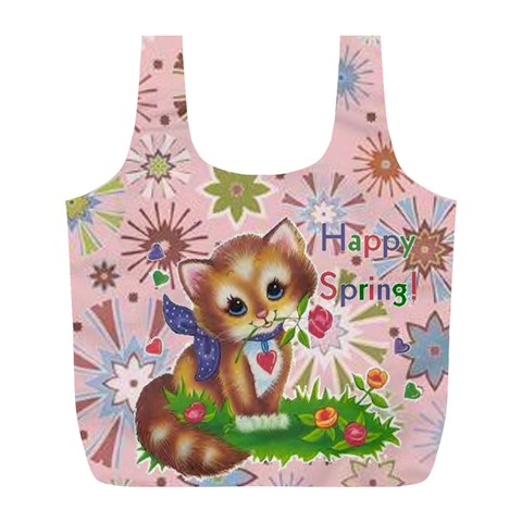 Happy Spring Large Recycle Bag By Joy Johns Front