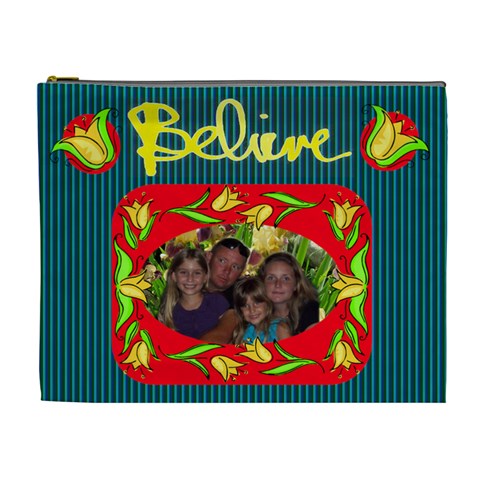 Believe Xl Cosmetic Bag By Joy Johns Front