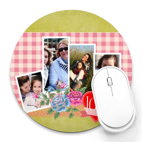 Mothers Day By Mom 8 x8  Round Mousepad - 1