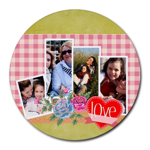Mothers Day By Mom 8 x8  Round Mousepad - 1