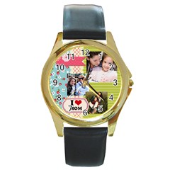 mothers day - Round Gold Metal Watch
