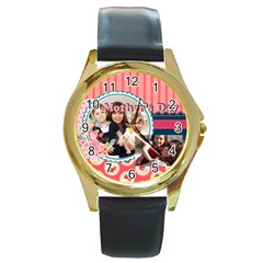 mothers day - Round Gold Metal Watch