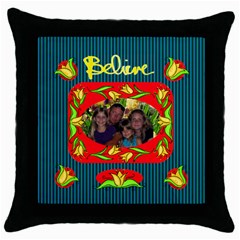 Believe throw pillow case, black - Throw Pillow Case (Black)