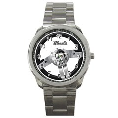 boys toys driver trucker car steering wheel silver wheels photo watch - Sport Metal Watch