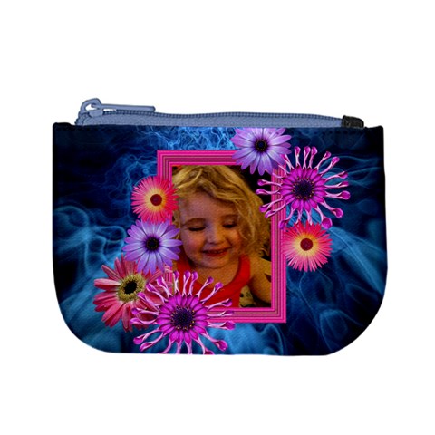 Pink Petals On Blue Smoke Girl Purse With Photo Frame By Charley Heselti Front