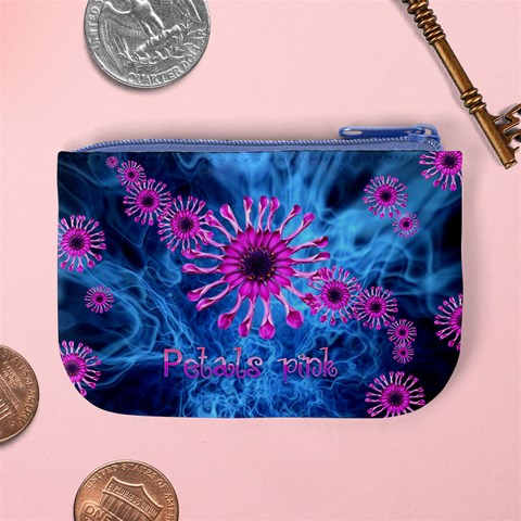 Pink Petals On Blue Smoke Girl Purse With Photo Frame By Charley Heselti Back