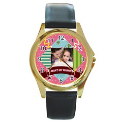 mothers day - Round Gold Metal Watch