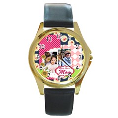 mothers day - Round Gold Metal Watch