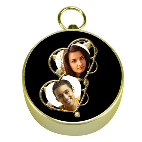 Two Hearts One Direction Gold Compass By Deborah Front